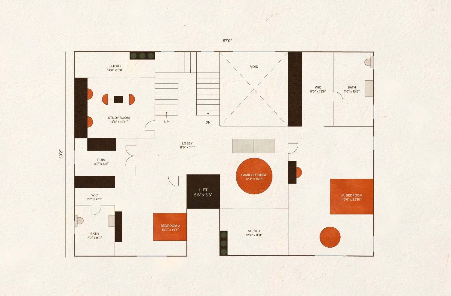 Subishi Nirvana 500 sq.yd west facing villa — first floor plan